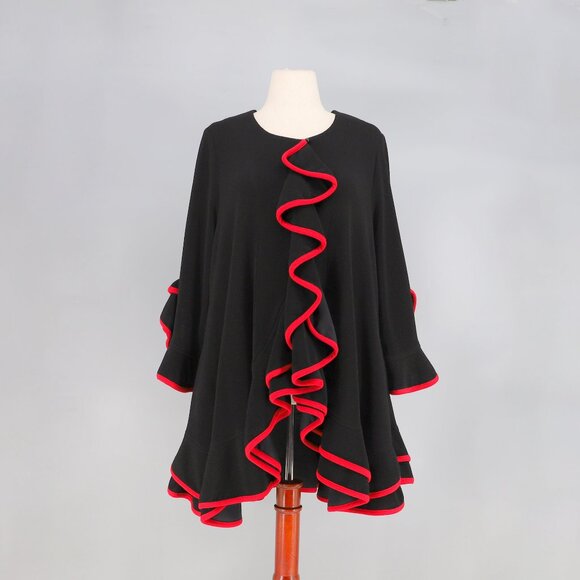 VINTAGE DESIGN TODAY'S Ruffle A-Line Topper Jacket Bell Sleeve Size XL - Picture 1 of 7